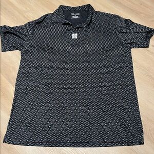 Pins & Aces Golf Black Patterned Men's Polo XXL